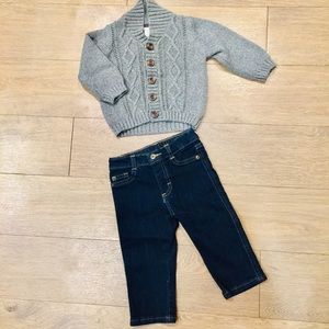 Size 12 month sweater and jeans combo